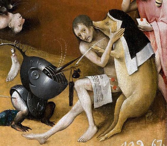 Oink. The nun’s robe of piety fails to disguise the pig of ecclesiastical greed.